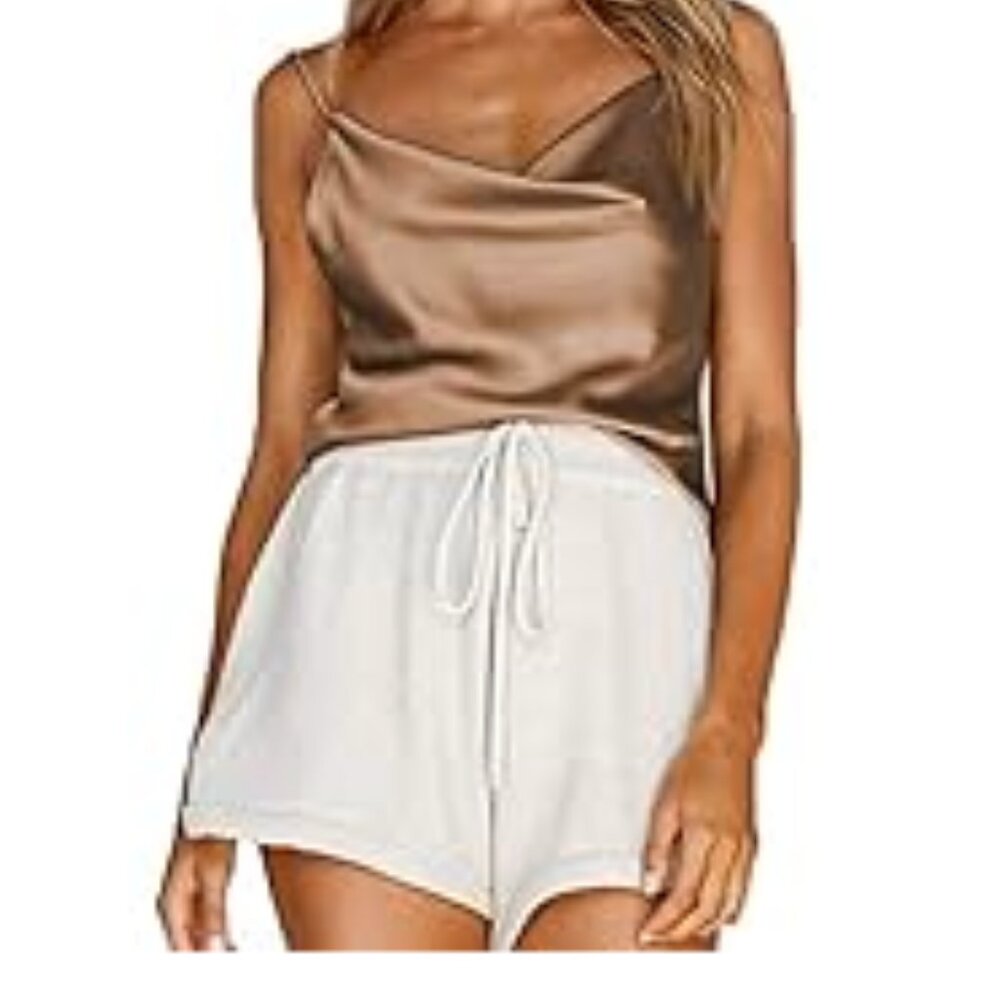Silk Cowl Neck Top | Champagne